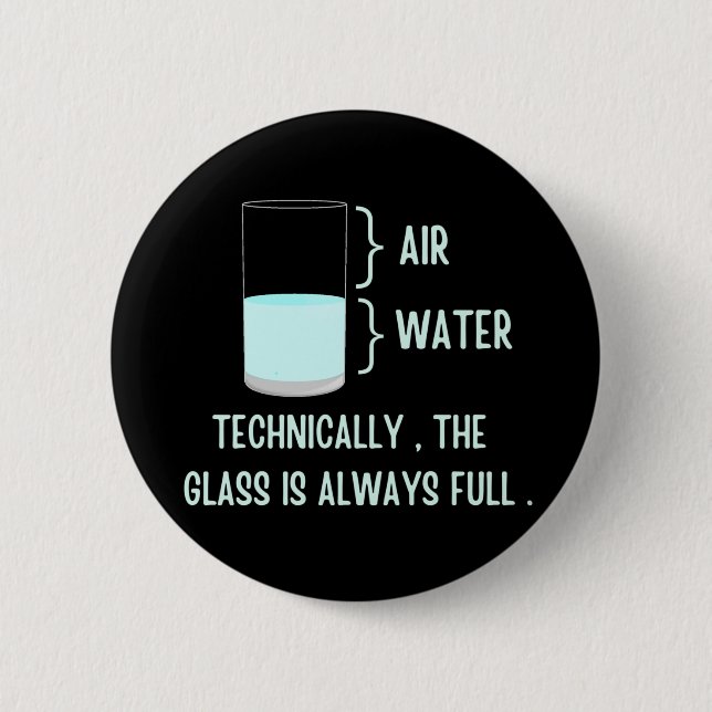 Technically the glass is always full 6 cm round badge (Front)