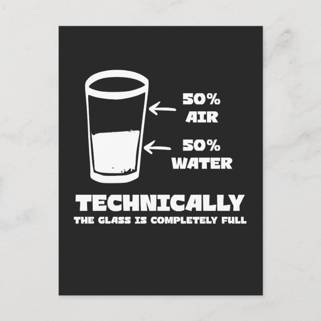 Technically the Glass Is Completely Full Funny Postcard (Front)