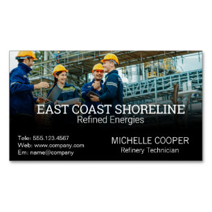 Technician Engineers Oil Refinery Magnetic Business Card