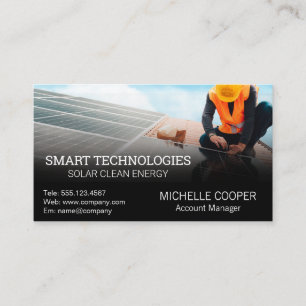 Technician Installing Solar Panels Power Energy Business Card