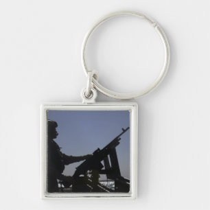 Technician manning an M240 machine gun in Iraq Key Ring