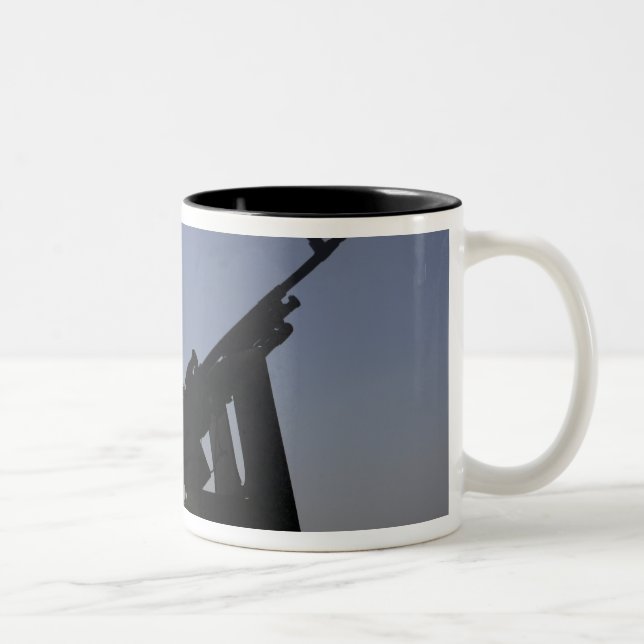 Technician manning an M240 machine gun in Iraq Two-Tone Coffee Mug (Right)