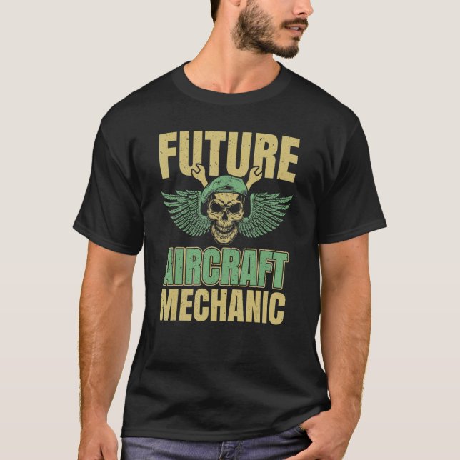 Technician Skull  Engineer Aircraft Mechanic 1 T-Shirt (Front)