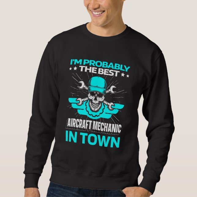 Technician Skull   Engineer Aircraft Mechanic Sweatshirt (Front)