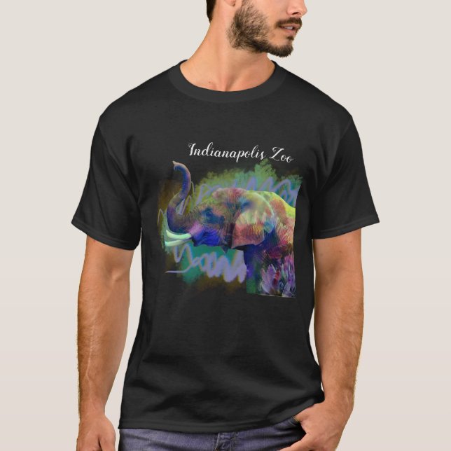 Technicolor Indianapolis Zoo Elephant~ lucky nose T-Shirt (Front)