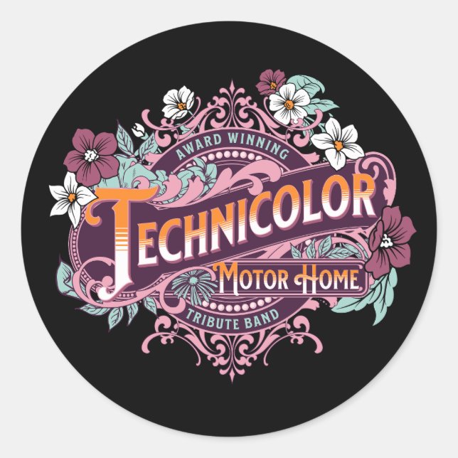Technicolor Motor Home Classic Round Sticker (Front)