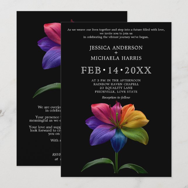 🌈 Technicolor Vows Wedding Invitation (Front/Back)