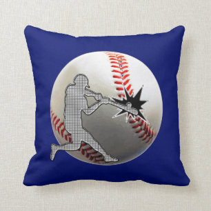 Techno Baseball Player Hitting Baseball Pillows