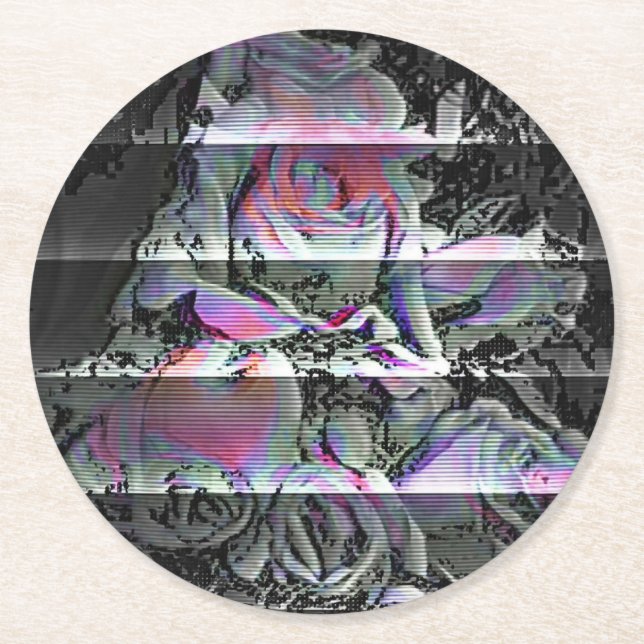 Techno Bouquet   Round Paper Coaster (Front)