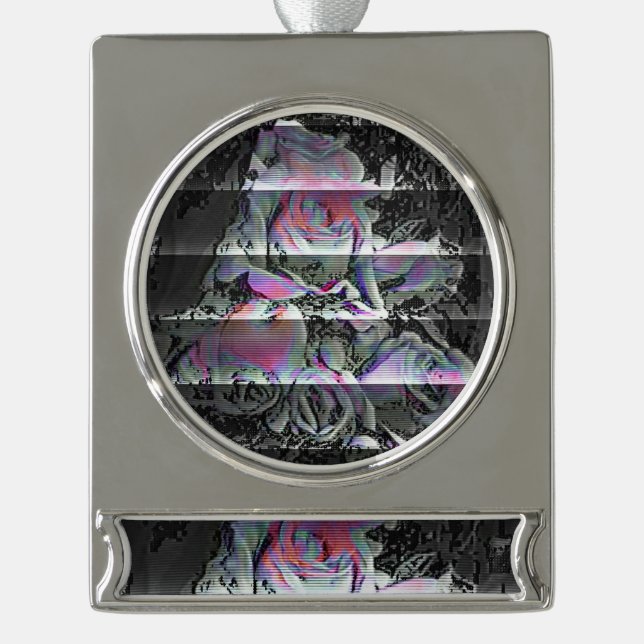 Techno Bouquet  Silver Plated Banner Ornament (Front)