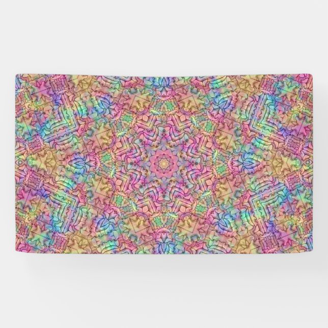Techno Colour Vintage Fractal Kaleidoscope Banner (Horizontal)