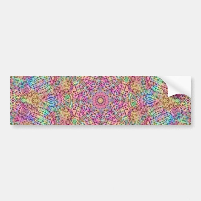 Techno Colour Vintage Fractal Kaleidoscope Bumper Sticker (Front)