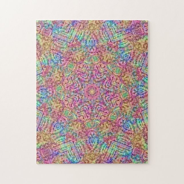 Techno Colour Vintage Fractal Kaleidoscope Jigsaw Puzzle (Vertical)