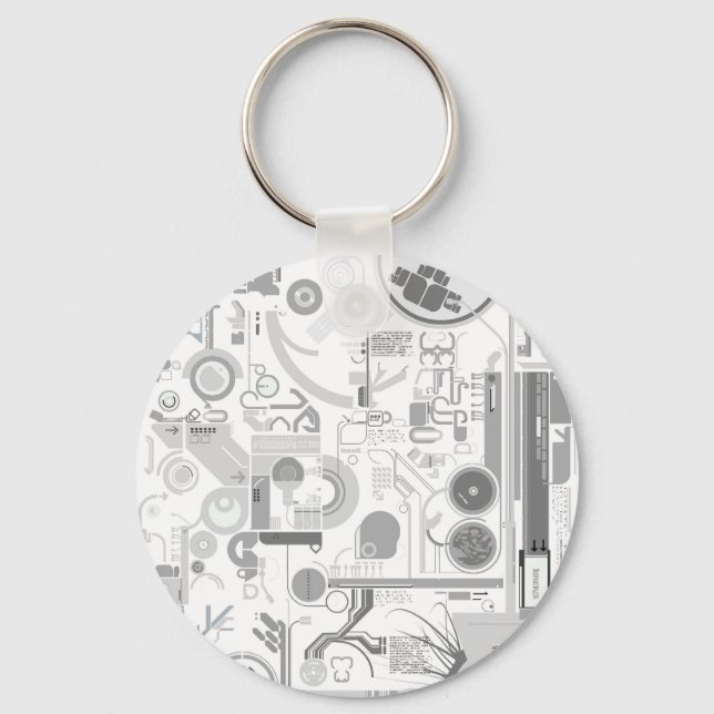 techno computer chip hard drive vector experiment  key ring (Front)
