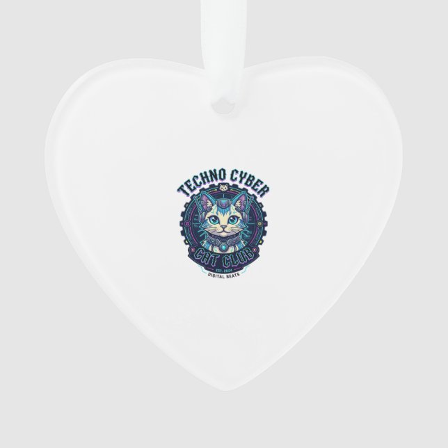 Techno Cyber Cat Funny Cat Lover Design - Techno C Ornament (Front)