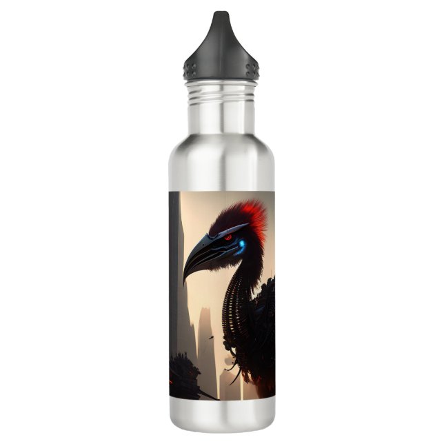 "Techno-Feathers: The Futuristic Emu Robot" 710 Ml Water Bottle (Left)