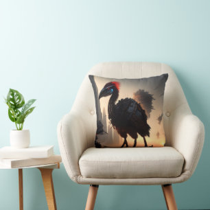 "Techno-Feathers: The Futuristic Emu Robot" Cushion