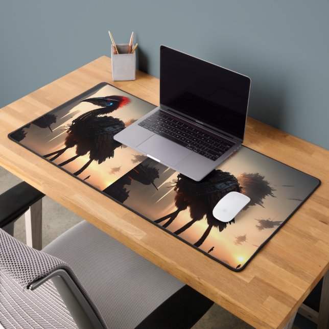 "Techno-Feathers: The Futuristic Emu Robot" Desk Mat (Office 2)