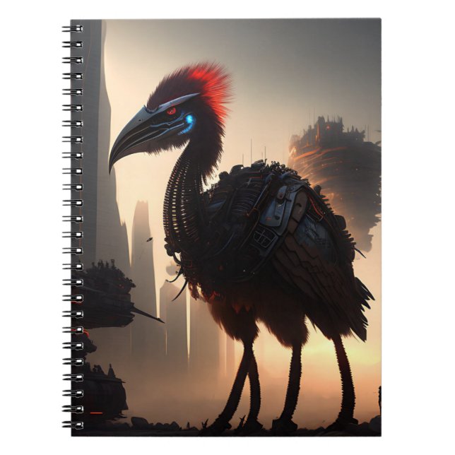 "Techno-Feathers: The Futuristic Emu Robot" Notebook (Front)