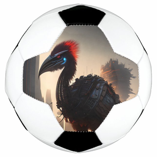 "Techno-Feathers: The Futuristic Emu Robot" Soccer Ball (Front)