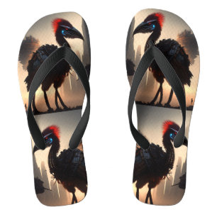 "Techno-Feathers: The Futuristic Emu Robot" Thongs