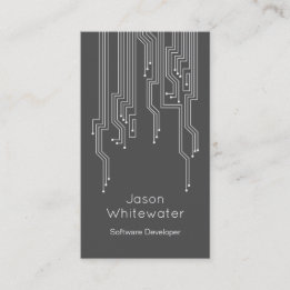 Techno Flat Sleek Business Card - Dark Grey