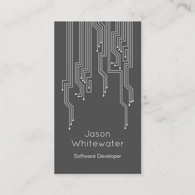 Techno Flat Sleek Business Card - Dark Grey (Front)
