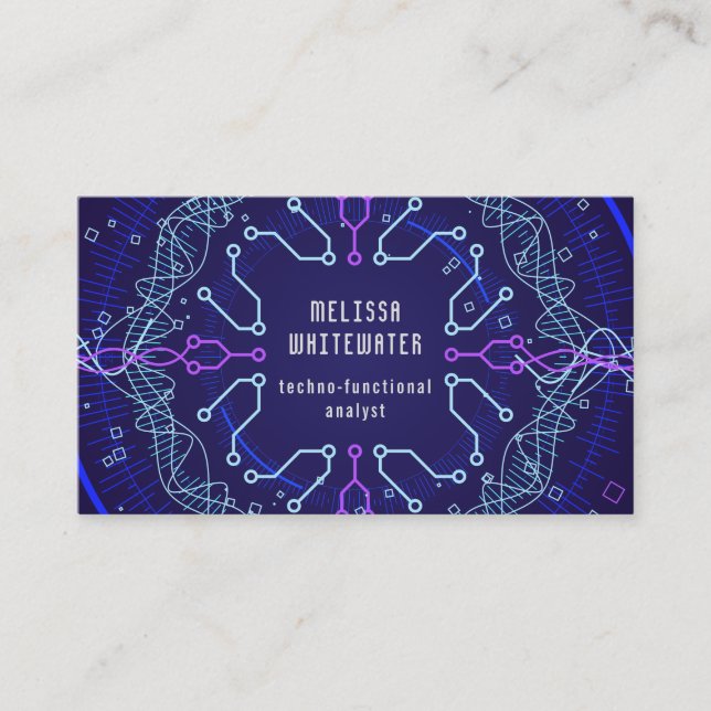 Techno Flat Sleek Colourful Business Card (Front)