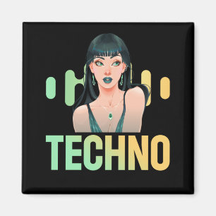 Techno Girl Musician DJ Bass Music Fan Magnet