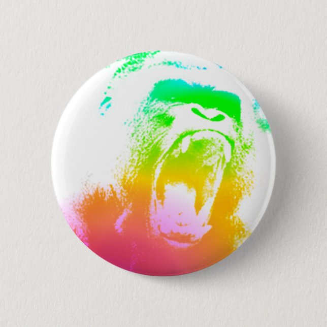 Techno Gorilla 6 Cm Round Badge (Front)