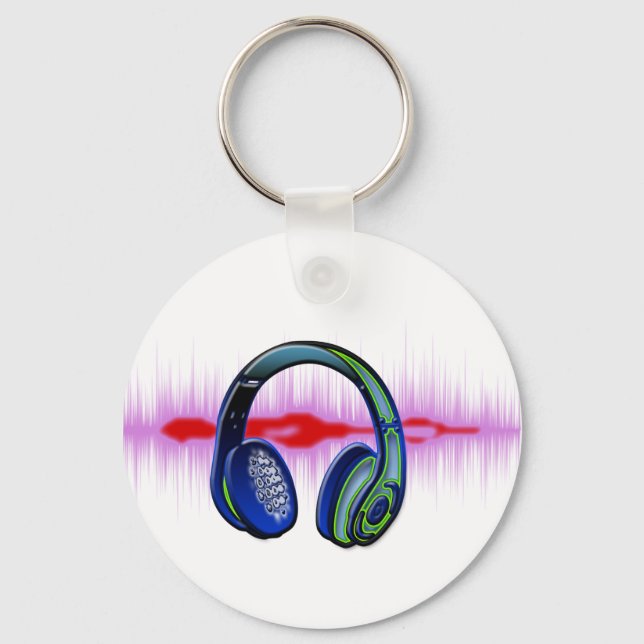 Techno Headphones Key Ring (Front)