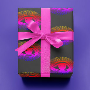 Techno Holographic Eye on Gray    Wrapping Paper