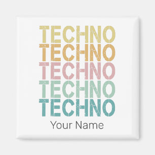 Techno House Retro Lettering Electro Vintage Rave Magnet