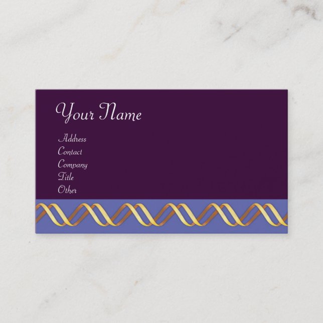 TECHNO INFINITE Gold Swirls In Blue Purple Business Card (Front)