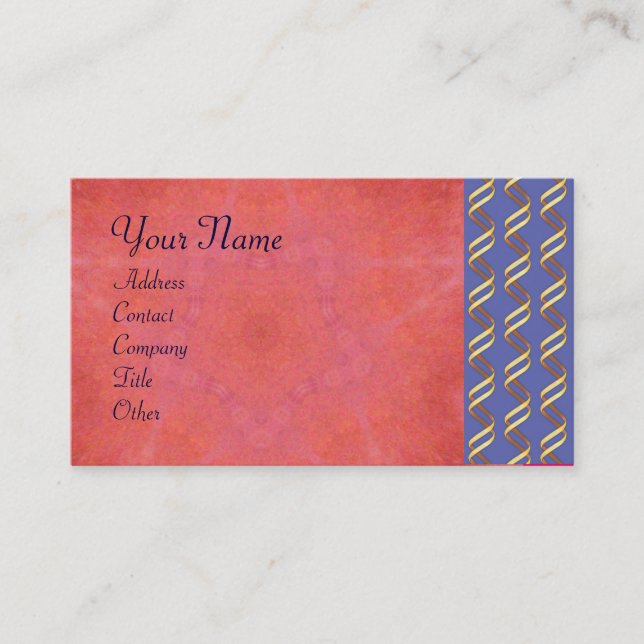 TECHNO INFINITE Gold Swirls In Blue Red Pink Business Card (Front)