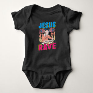 Techno Jesus Religion Retro Electronic Bass Music Baby Bodysuit