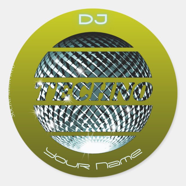 Techno music DJ Business Card Classic Round Sticker (Front)