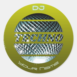 Techno music DJ Business Card Classic Round Sticker