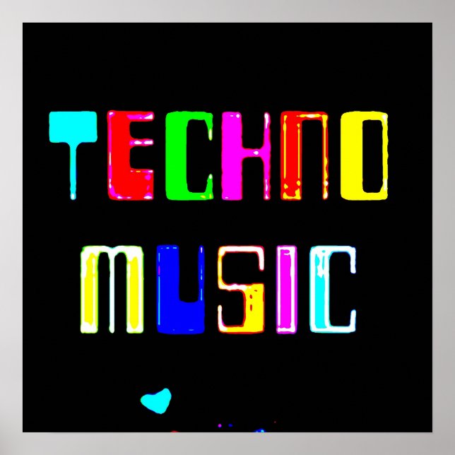 Techno Music heart Poster (Front)