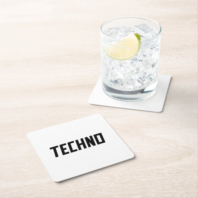 TECHNO Music Square Paper Coaster (Insitu)