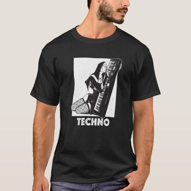 Techno Nun House DJ Breakcore Cybergrind Premium T-Shirt (Front)