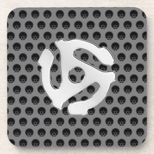 Techno Retro Vintage Chrome 45 spacer DJ Print Coaster