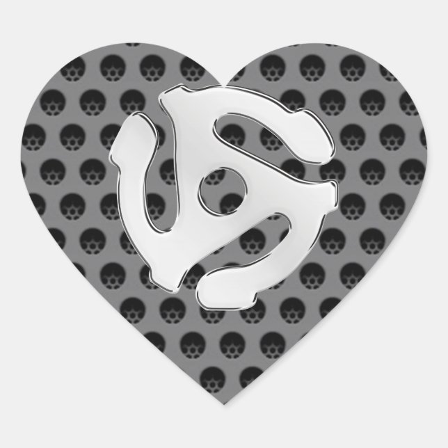 Techno Retro Vintage Chrome 45 spacer DJ Print Heart Sticker (Front)