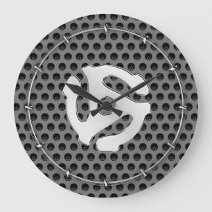 Techno Retro Vintage Chrome 45 spacer DJ Print Large Clock