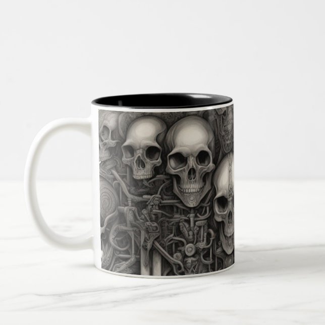 Techno skulls 004 Two-Tone coffee mug (Left)