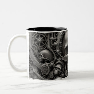 Techno skulls 006 Two-Tone coffee mug