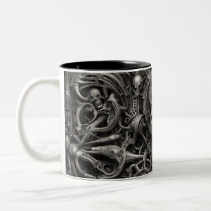 Techno skulls 008 Two-Tone coffee mug