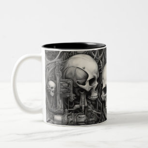 Techno skulls 016 Two-Tone coffee mug