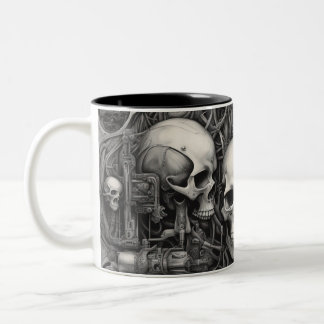Techno skulls 016 Two-Tone coffee mug