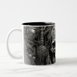 Techno skulls 017 Two-Tone coffee mug